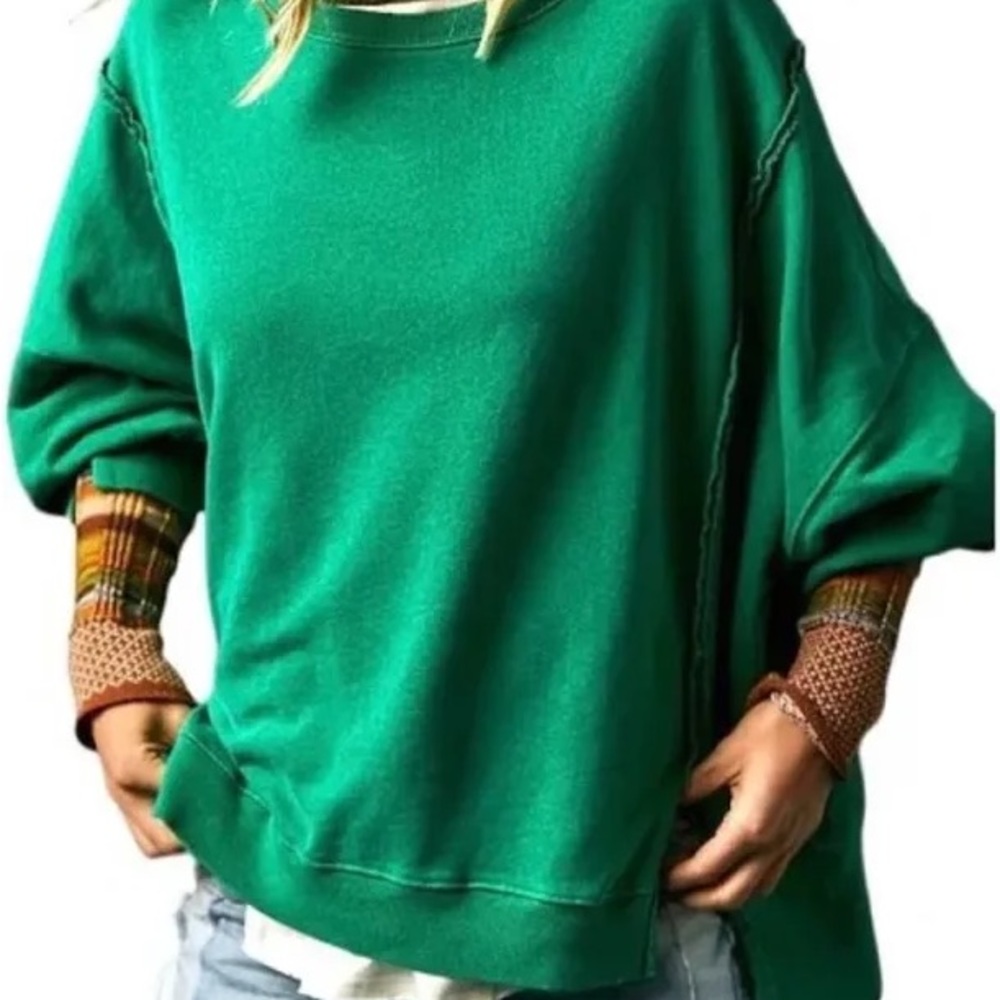 Rare! Free People tennis green Camden sweatshirt.